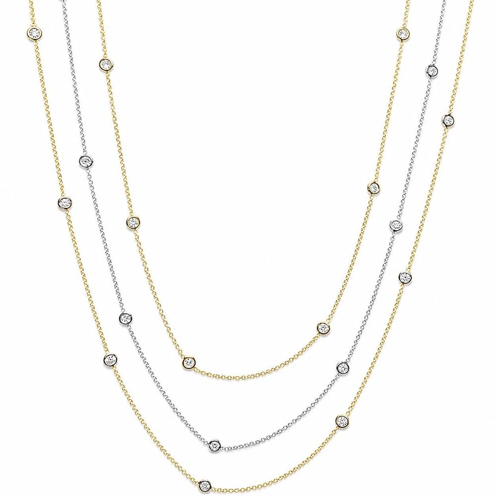 Diamond Cable Link Necklace 14K Yellow or White Gold 16–18 Inch Adjustable